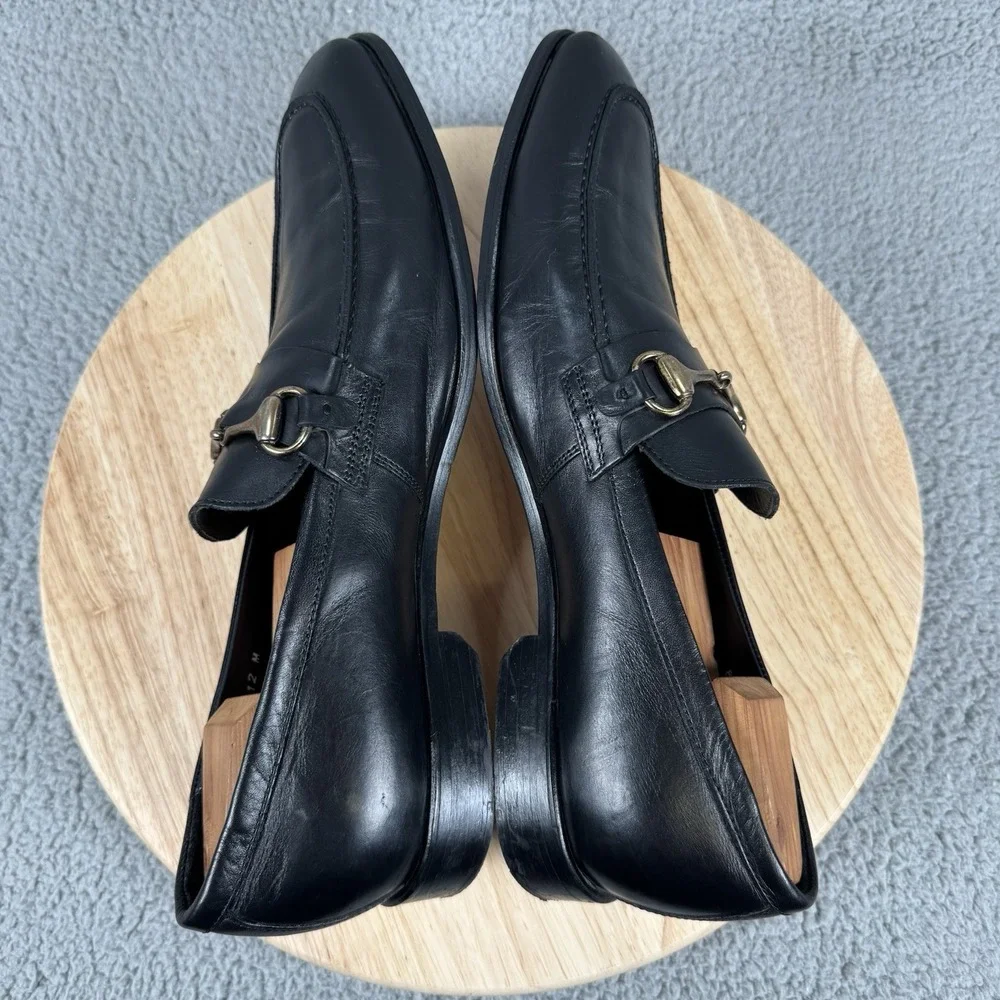 Massimo Matteo Shoes Mens Size 12 M Black Leather Horsebit Loafer‎ Italy Preppy